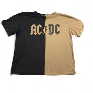AC/DC Split Color Graphic Tee Band T-Shirt Women's Medium - Rock Vintage Style